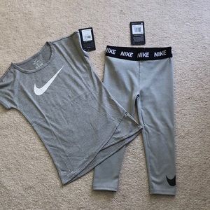 NIKE GIRLS SIZE 4T DRI-FIT  DARK HEATHER GRAY TOP & LEGGINGS